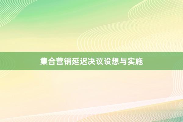 集合营销延迟决议设想与实施